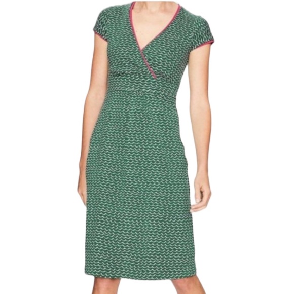 Boden Green Pink Wavy Striped Knit Day Dress - 8 - Picture 14 of 14